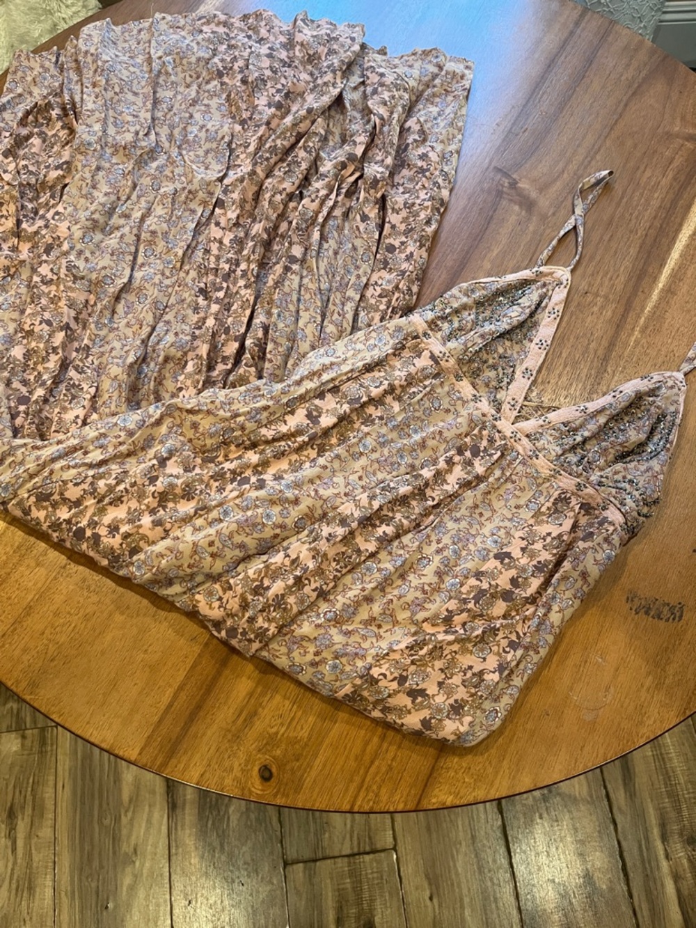 Free People Pink Floral Maxi Dress with Spaghetti Straps